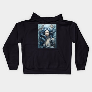 Blue Mermaid Drawing Kids Hoodie